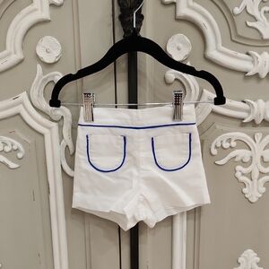 Janie And Jack Baby Boy White Shorts with Blue Trim Size 6 - 12 Months